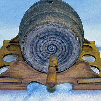 Uhl USA Pottery Stoneware Wine Keg Vintage w Stand