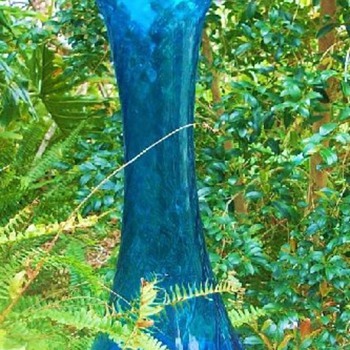 My Beautiful Blenko Glass Turquoise Floor Vase - Art Glass