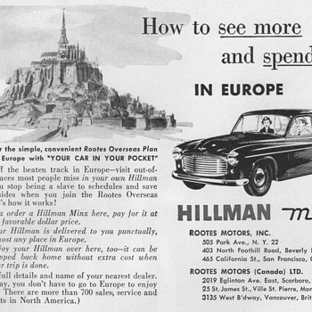 1953 - Hillman Minx Automobile Advertisement - Advertising