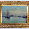 G.M. Hathaway Oil on Board of Portland, ME Harbor