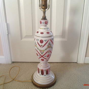 Bohemian cased cranberry glass lamp - Lamps