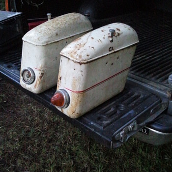 A set of early steel saddlebags - Motorcycles