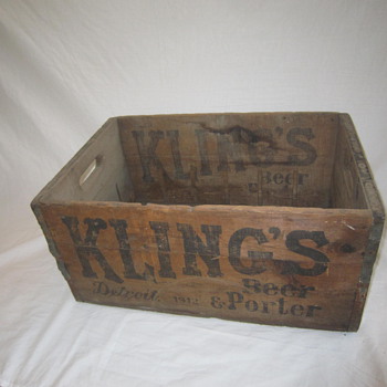 1912 Original Kling's Detroit Michigan Beer Porter Bottle Wood Shipping Crate - Breweriana