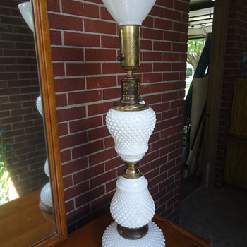 Hobnail milk glass lamps. 