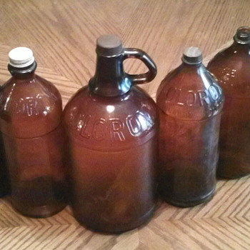 Old brown Clorox bottles - Bottles