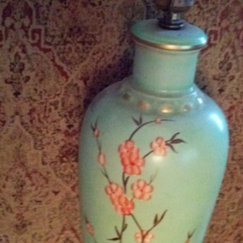 Original Art Deco Lamp Hand Painted Signed VRAI - Art Deco