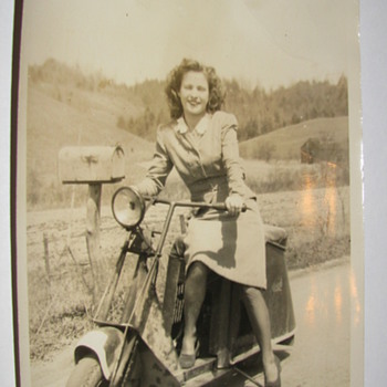 Vintage 5 x 7 Original Photo of Pretty Lady on a Scooter