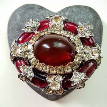 Victorian paste, garnets, silver brooch. - Fine Jewelry