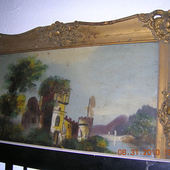 PAINTING ON GLASS, PLASTER PARIS FRAME ? - Folk Art