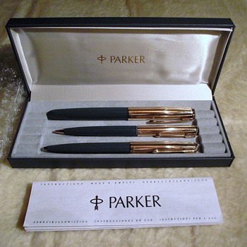 parker 51 trio set-12ct rolled gold in box-with instructions