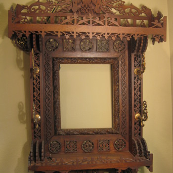 Ornate Tramp/Folk Art Frame w/ Coat Hooks - Folk Art