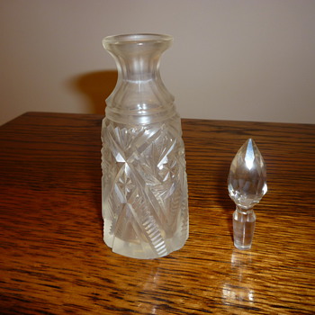 Glass scent bottle, date unknown.