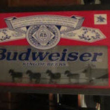 Budweiser bar / pub light revolving clydedale and carriage wheels.
