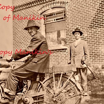 Old Motorcycle with my Great Uncle on it . - Motorcycles
