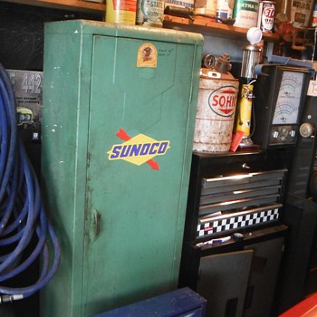 Art Deco 'Empire' Style Metal Shop Cabinet - Petroliana