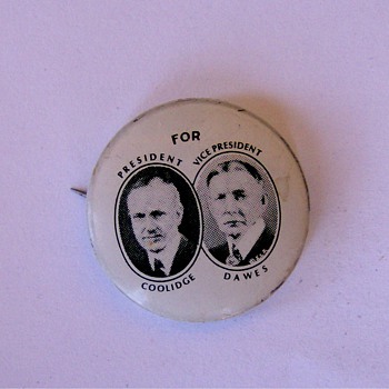 Coolidge Dawes Political Jugate Pinback Button 1924 - Advertising