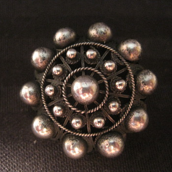 Sterling Silver Round Dome Beaded Pin Brooch - Fine Jewelry