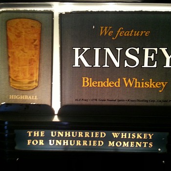 Kinsey Blended Whiskey Lit Glass & Steel Sign