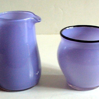 LOETZ CREAMER AND SUGAR SET, MARKED - Art Glass