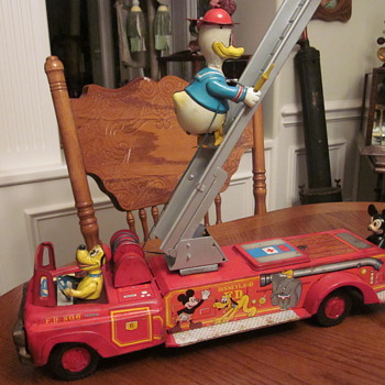 1950's Walt Disney Fire Engine with Pluto, Donald, and Mickey