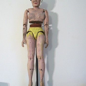 Antique Folk Art Sculpture Puppet of a Ballerina collection Jim Linderman - Folk Art