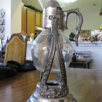 pewter/glass carafe set