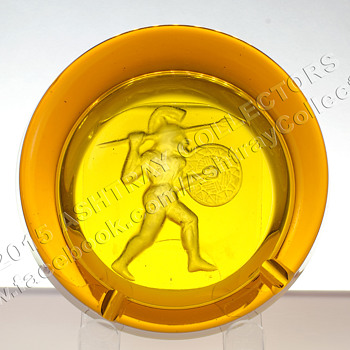 Amber Glass Trojan Ashtray - Tobacciana