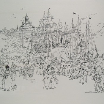 Finnish Black Ink Drawing by Unidentified "Famous Artist" - Visual Art
