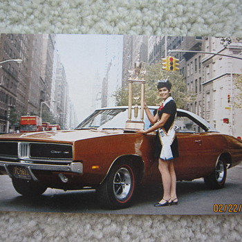 1969 Dodge Charger Postcard with Fran Garten Miss American Teen-Ager Palisades New Jersey