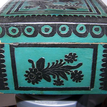 Folk or primitive box with paper cut outs - Folk Art