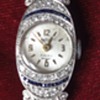 Art Deco 14K white gold watch with diamonds and saphhires