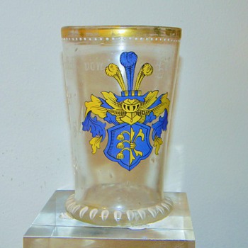 Antique Bohemian Enamelled Family Crest Cup ca 1594 HELP - Art Glass