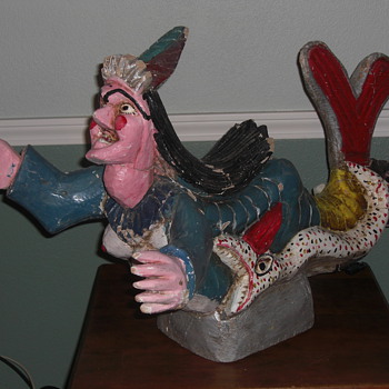 Rare Folk Art Carved & Painted Parade Float Decoration