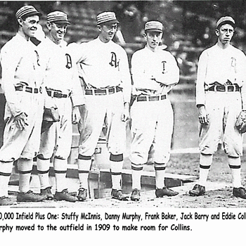 Photo and baseball cards of Philadelphia Athletics $100,000 infield - Baseball