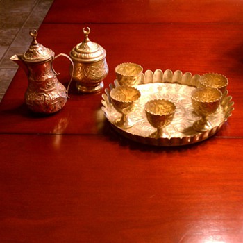 Arabic copper brass tea set