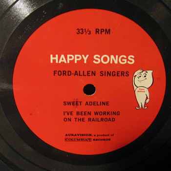 Found a 4 & onehalf inch 33 & one third Happy Motoring man record