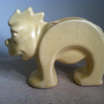 McCoy Stretch Lion - Signed Leslie Cope - Art Pottery