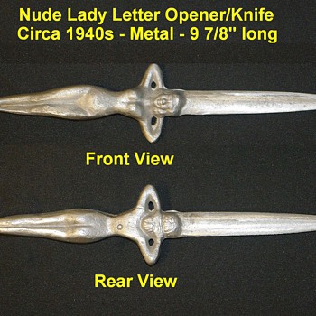 Cast Metal Nude Lady Letter Opener/Knife