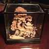 1940 Large Oriental Cork Carving in Glass Case