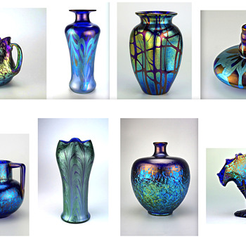 Just some of the shades of blue found in Loetz art glass - Art Glass