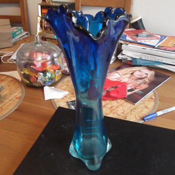 Unknown Blue Glass Vase Help I.D.