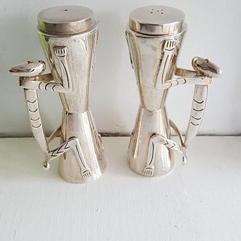 Sterling silver tribal style salt and peppers - Silver