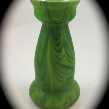 Rindskopf Green Striped Aventurine Vase - Art Glass