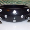 Huge bakelite bangle w/rhinestones & misc bracelets.