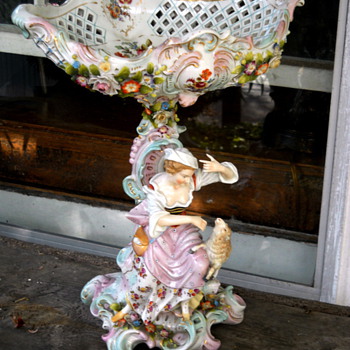 Beautiful lady and lamb - Art Pottery