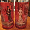 19th Century Victorian Cranberry Enameled Glass Moser Vases 