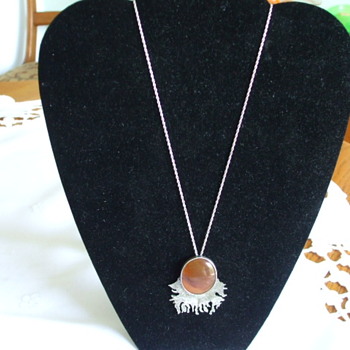 UNIQUE ARTIST SIGNED SILVER PENDANT on Silver Chain - Fine Jewelry