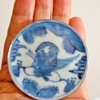 Antique Chinese Blue Ceramic Tile Sterling Pendant Hallmarked Signed 60mm