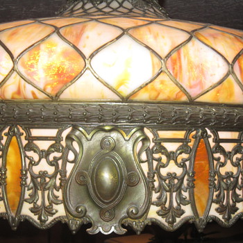 slag chandelier converted to electric with gas works - Lamps