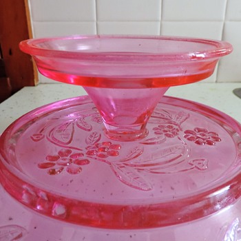 Shocking Pink glass cake stand compote - Glassware